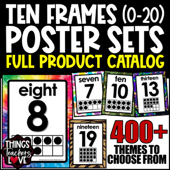 Preview of PRODUCT CATALOG - 400+ Ten Frames Math Poster Sets by Things Teachers Love