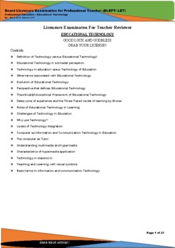 Preview of PROFESSIONAL SUBJECT: LET REVIEWER FOR  EDUCATIONAL TECHNOLOGY