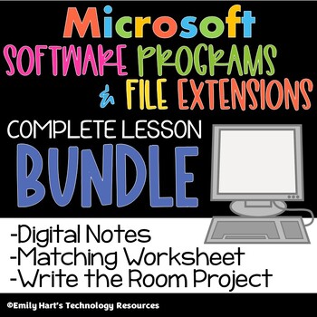 Preview of SOFTWARE PROGRAMS & FILE EXTENSIONS - Digital Bundle COMPLETE LESSON & ACTIVITY