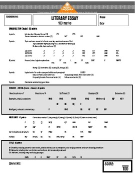 Preview of PROJECT SAQQARA - ELA - LITERARY ESSAY RUBRIC