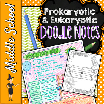 Preview of Prokaryotic and Eukaryotic Cells Doodle Notes | Science Doodle Notes