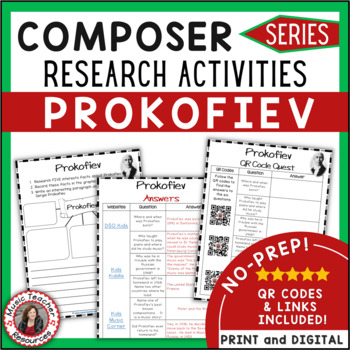 Preview of PROKOFIEV Music Composer Research Study and Worksheets