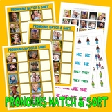 PRONOUNS MATCH & SORT with PICTURE CARDS autism speech the
