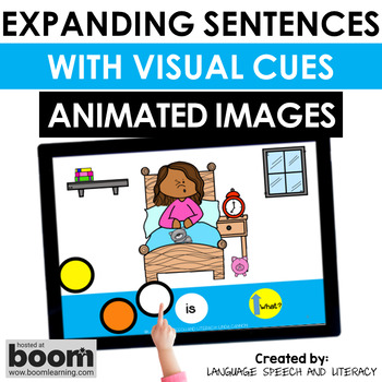 Preview of Boom Cards Speech Therapy, Animated Verbs, WH Questions, Pronouns, GIFs