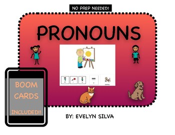 Preview of PRONOUNS (he, she, it) with BOOM Cards| SPEECH-LANGUAGE THERAPY| TELE-THERAPY