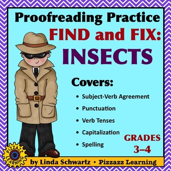 Preview of PROOFREADING PRACTICE • FIND AND FIX: INSECTS