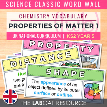 Preview of PROPERTIES OF MATTER 1 | Science Classic Word Wall (Chemistry Vocabulary) [UK]