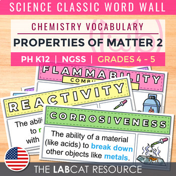 Preview of PROPERTIES OF MATTER 2 | Science Classic Word Wall (Chemistry Vocabulary) [USA]