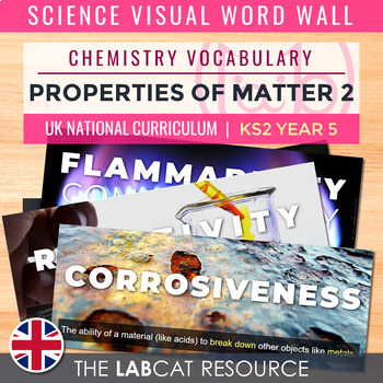 Preview of PROPERTIES OF MATTER 2 | Science Visual Word Wall (Chemistry Vocabulary) [UK]