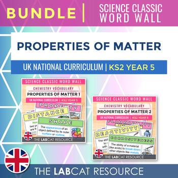 Preview of PROPERTIES OF MATTER | Science Classic Word Wall Bundle [UK]