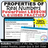 PROPERTIES OF REAL NUMBERS PowerPoint Lesson & Practice | 