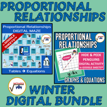 Preview of PROPORTIONAL RELATIONSHIPS SELF CHECKING WINTER DIGITAL BUNDLE