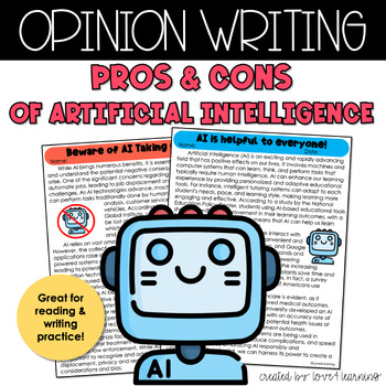Preview of PROS AND CONS OF ARTIFICIAL INTELLIGENCE OPINION WRITING [GOOGLE SLIDES & EASEL]