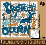 PROTECT OUR OCEANS collaborative coloring poster ocean day