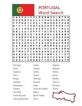 Preview of PROTUGAL Word Search Puzzle Worksheet