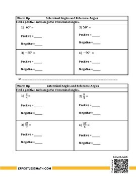 PSAT Math Prep: Coterminal Angles and Reference Angles | TPT