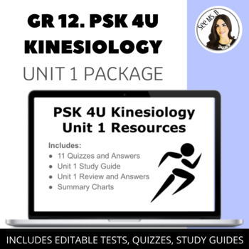 Preview of PSK4U Kinesiology Unit 1 Package - Quizzes, Answers, Study Guide, Review Charts