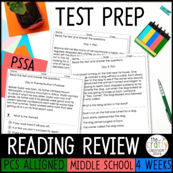 Preview of ELA Reading Review | 4 Weeks | PDF & Digital | PSSA Test Prep