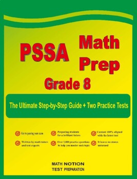 Preview of PSSA Math Prep Grade 8: The Ultimate Step by Step Guide + 2 Tests