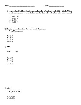 Preview of PSSA Practice Test 4th Grade Common Core Standards Aligned