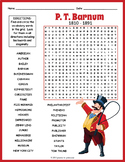 PT BARNUM Biography Word Search Puzzle Worksheet Activity