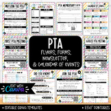 PTA Flyers Forms Bundle, Newsletter, Membership, Calendar 