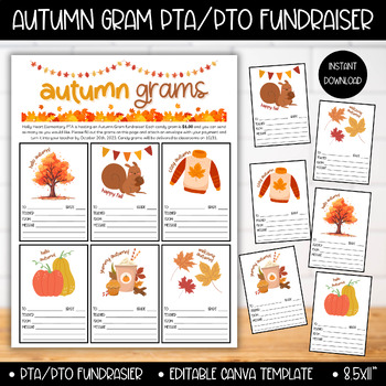Preview of PTA PTO Harvest Fall Halloween Autumn Candy Gram Fundraiser School Flyer