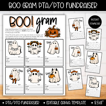 Preview of PTA PTO Spooky Boo Gram Halloween Fall School Fundraiser Candy Lollipop Gram