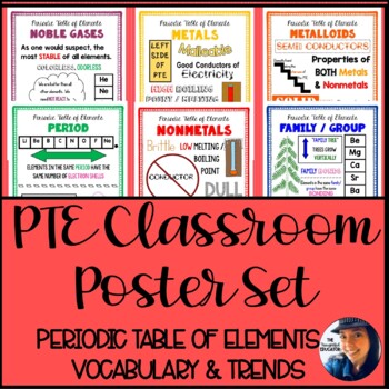 Preview of PTE Classroom Poster Set: Periodic Table of Elements Vocab & Trends