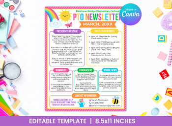 Preview of PTO/PTA Monthly Newsletter Template for Spring - Easter Flyer - PTNWSL