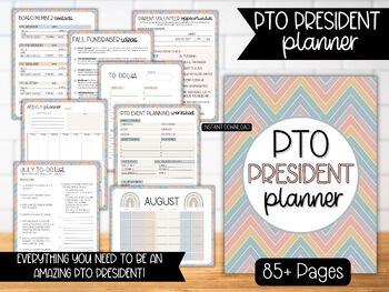 Preview of PTO President Planner Binder, Downloads Printables Flyer, Membership Fundraisers