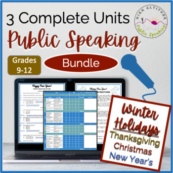 Preview of PUBLIC SPEAKING Holiday Speeches (3) - Thanksgiving, Christmas, New Year's