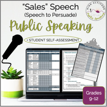 Preview of PUBLIC SPEAKING Persuasive Speech (Sales) + Self-Assessment | Speech to Persuade