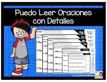 Preview of PUEDO LEER ORACIONES CON DETALLES ~ Kinder~ cut and paste