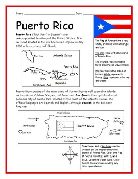 Puerto Rico Flag Worksheets Teaching Resources Tpt