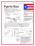 PUERTO RICO - Introductory Geography Worksheet