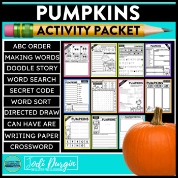 Preview of PUMPKIN ACTIVITY PACKET word search early finisher activities writing worksheets