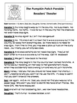 Preview of PUMPKIN Readers' Theater Packet! (Pumpkin Parable & Spookley the Square Pumpkin)