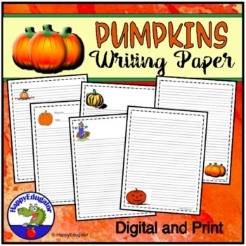 Preview of PUMPKINS Writing Paper - Lined Paper - Pumpkins Theme