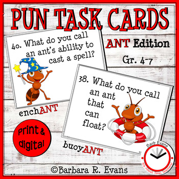 Preview of PUN TASK CARDS Ant Edition Research Critical Thinking