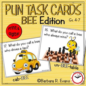 Preview of PUN TASK CARDS Bee Edition Research Critical Thinking