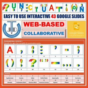 Preview of PUNCTUATION - CONVENTIONAL SIGNS IN ENGLISH GRAMMAR: 43 GOOGLE SLIDES