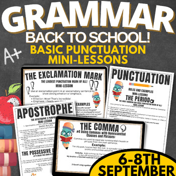 Preview of GRAMMAR PUNCTUATION MINI LESSONS: NOUNS, VERBS, ADVERBS, PREPOSITIONS, ADJECTIVE