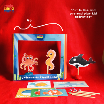 Preview of PUPPET SHOW CRAFTING - Cutting Exercise for Toddler (Underwater World)
