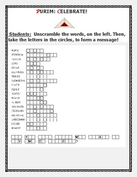 Preview of PURIM: CELEBRATE! A WORD JUMBLE CHALLENGE!