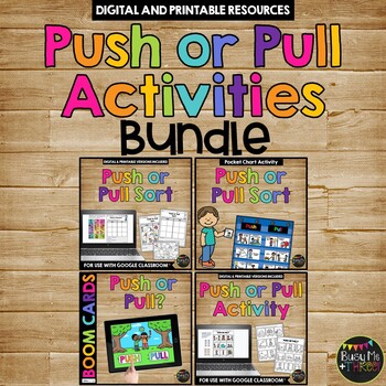 Preview of PUSH OR PULL BUNDLE Digital and Printable Sort Boom Cards™ and Pocket Chart Set