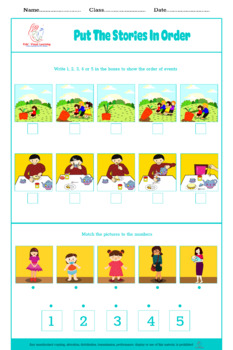 Preview of PUT STORIES IN ORDER, 5 pictures sequencing, sequence, speech therapy, FREEBIE