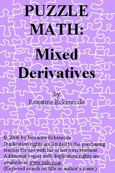 Preview of PUZZLE MATH:  Mixed Derivatives