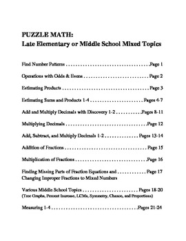 Preview of PUZZLE MATH: Mixed Topics for Late Elementary and Middle School Students