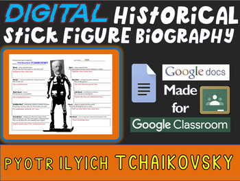 Preview of PYOTR ILYICH TCHAIKOVSKY Digital Historical Stick Figure Biography (MINI BIOS)